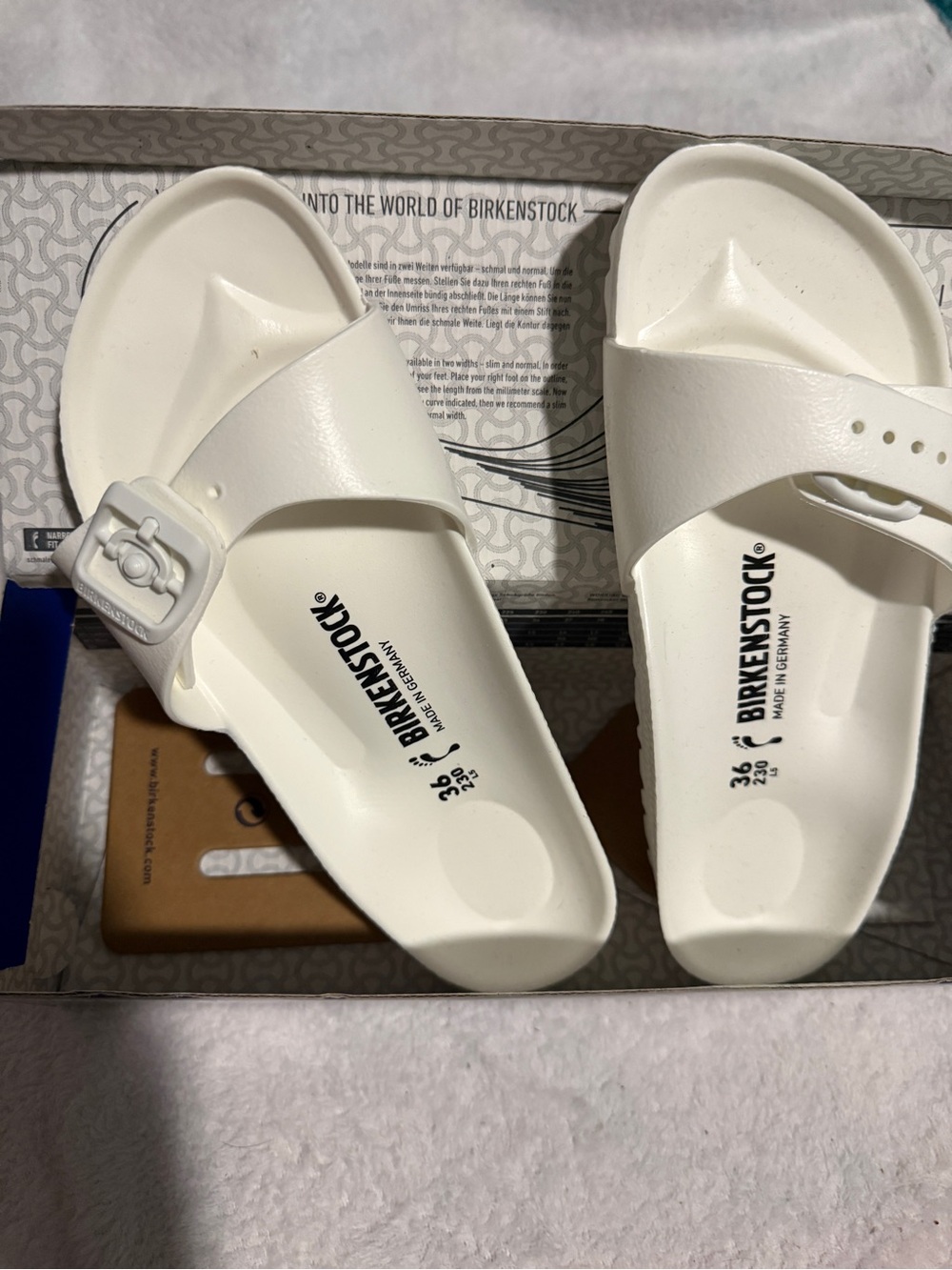 Birkenstock Madrid EVA White Slide Sandals, Size 36